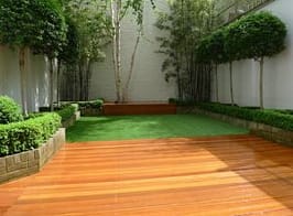 wood decking at the garden