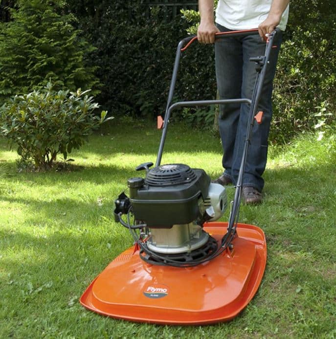 an orange hover lawn mower